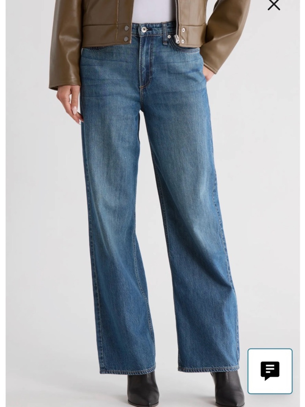 rag & bone Medium Blue Wide-Leg Jeans